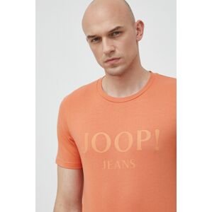 Bavlněné tričko Joop! oranžová barva, s potiskem