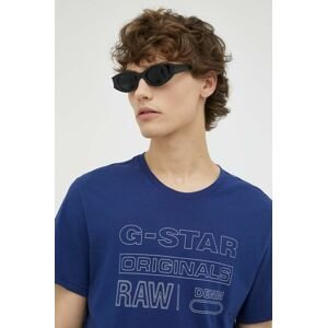 Bavlněné tričko G-Star Raw tmavomodrá barva, s potiskem