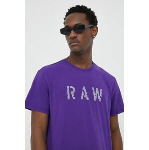 Bavlněné tričko G-Star Raw fialová barva, s potiskem