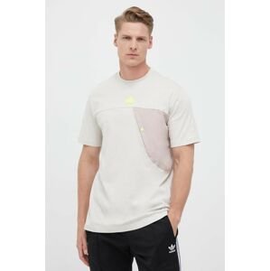 Bavlněné tričko adidas LYM béžová barva