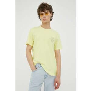 Bavlněné tričko Lee žlutá barva