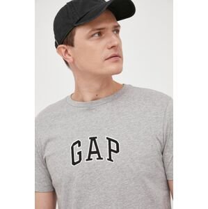 Bavlněné tričko GAP šedá barva