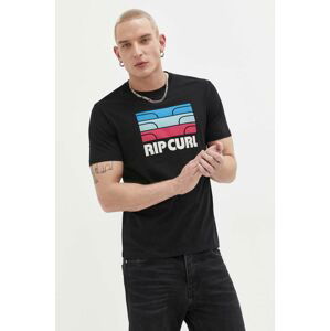 Bavlněné tričko Rip Curl černá barva, s potiskem