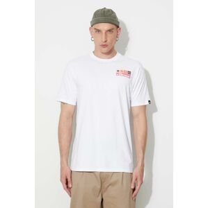 Bavlněné tričko Ellesse bílá barva, s potiskem, SHR17638-BEIGE