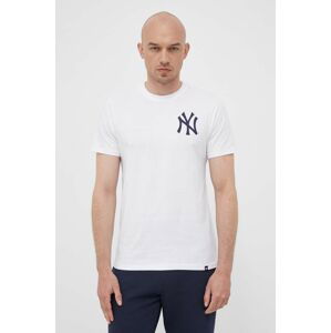 Bavlněné tričko 47brand MLB New York Yankees bílá barva, s potiskem