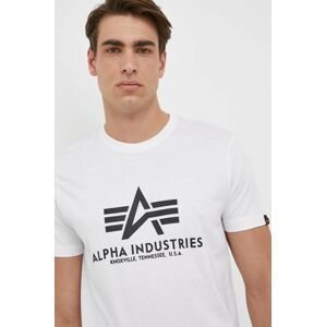 Bavlněné tričko Alpha Industries Basic T-Shirt bílá barva, s potiskem, 100501.09
