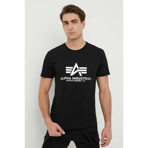 Bavlněné tričko Alpha Industries Basic T-Shirt Foil Print černá barva, s potiskem, 100501FP.530