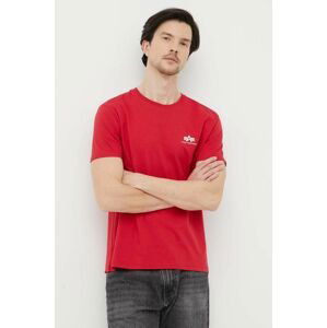 Bavlněné tričko Alpha Industries červená barva, s potiskem, 188505.328-SpeedRed
