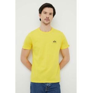 Bavlněné tričko Alpha Industries žlutá barva, s potiskem, 188505.465-EmpireYell