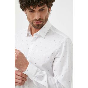 Bavlněné tričko Calvin Klein bílá barva, slim, s klasickým límcem