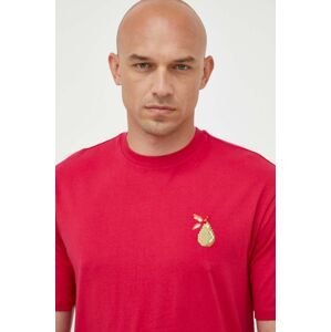 Bavlněné tričko United Colors of Benetton růžová barva, s aplikací