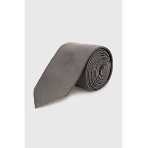 Hedvábná kravata HUGO šedá barva