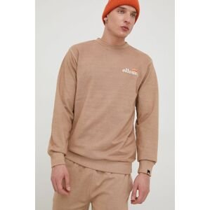 Bavlněná mikina Ellesse pánská, hnědá barva, s aplikací, SHM13145-BROWN