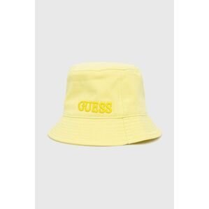 Bavlněná čepice Guess žlutá barva