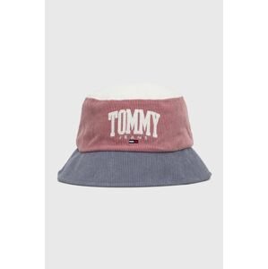 Manšestrový klobouok Tommy Jeans růžová barva