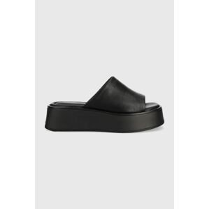 Kožené pantofle Vagabond Shoemakers Courtney dámské, černá barva, na platformě, 5334-601-92