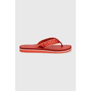 Žabky Tommy Hilfiger dámské, červená barva, na plochém podpatku