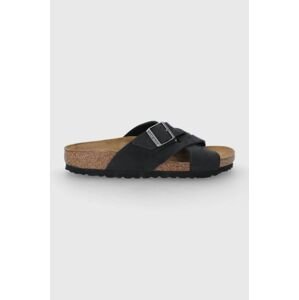 Kožené pantofle Birkenstock Lugano dámské, černá barva