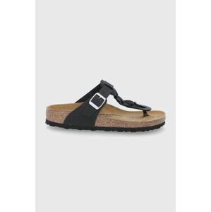 Kožené žabky Birkenstock Gizeh Braided dámské, černá barva, na plochém podpatku