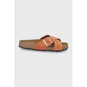 Semišové pantofle Birkenstock Siena dámské, oranžová barva