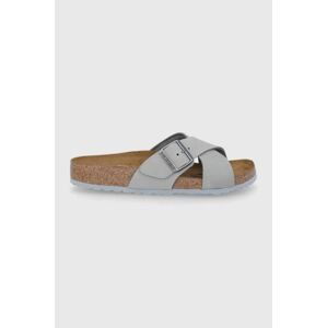 Semišové pantofle Birkenstock Siena dámské, šedá barva