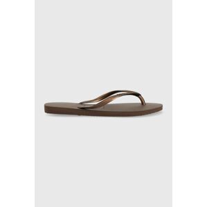 Žabky Havaianas Slim dámské, hnědá barva, na plochém podpatku