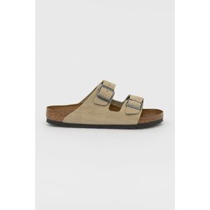 Kožené pantofle Birkenstock Arizona pánské, zelená barva