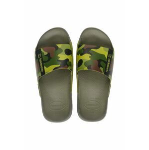 Pantofle Havaianas Slide Print pánské, zelená barva