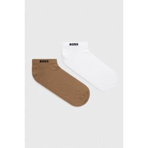 Ponožky BOSS 2-pack pánské, béžová barva
