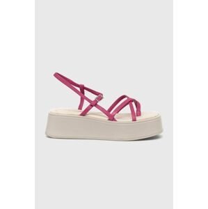 Kožené sandály Vagabond Courtney dámské, růžová barva, na platformě