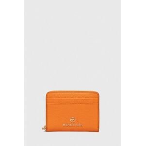 Kožená peněženka MICHAEL Michael Kors oranžová barva