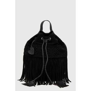 Semišový batoh Desigual dámský, černá barva, malý, hladký