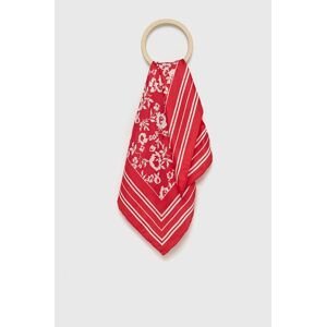 Hedvábný šátek Lauren Ralph Lauren červená barva, vzorovaný