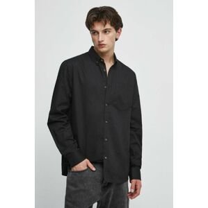 Bavlněné tričko Medicine černá barva, regular, s límečkem button-down
