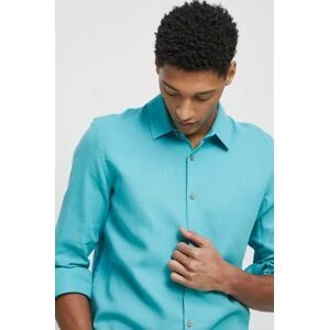 Bavlněné tričko Medicine tyrkysová barva, regular, s klasickým límcem