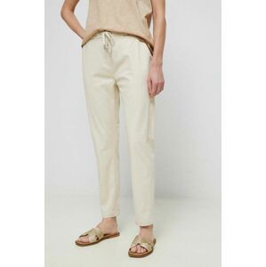 Kalhoty Medicine dámské, béžová barva, střih chinos, medium waist