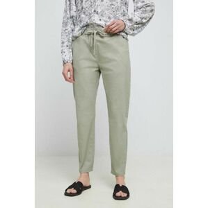 Kalhoty Medicine dámské, zelená barva, střih chinos, medium waist