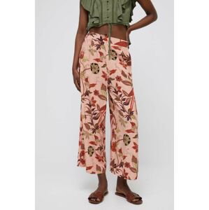 Kalhoty Medicine dámské, růžová barva, široké, medium waist