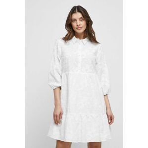 Bavlněné šaty Medicine bílá barva, mini