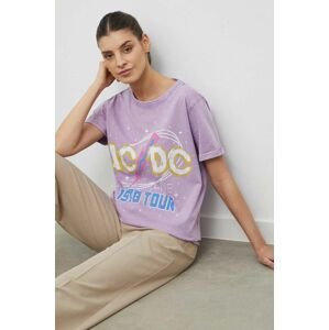 Bavlněné tričko Medicine fialová barva