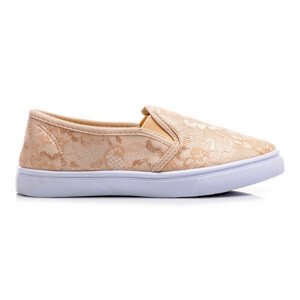 Béžové krajkové tenisky slip on