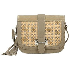 Módní khaki crossbody kabelka s pleteným vzorem na přední straně