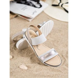 Trendy dámské  sandály šedo-stříbrné bez podpatku