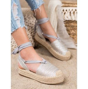 Originální dámské  sandály šedo-stříbrné bez podpatku