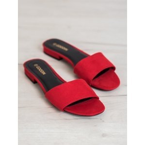 Designové  nazouváky červené dámské na plochém podpatku