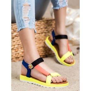 Praktické vícebarevné dámské  sandály bez podpatku