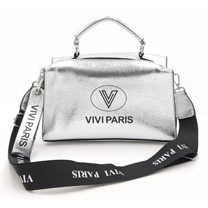 Moderní lesklá kabelka ve stříbrné barvě Vivi Paris