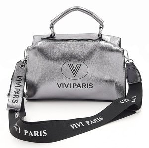 Moderní lesklá kabelka v titanové barvě Vivi Paris