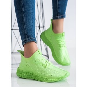 Stylové zelené  tenisky dámské bez podpatku