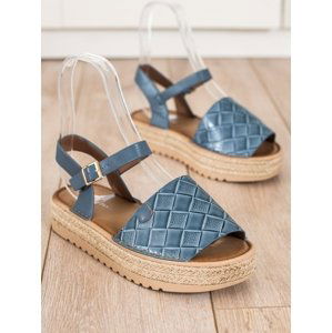 Designové dámské modré  sandály bez podpatku